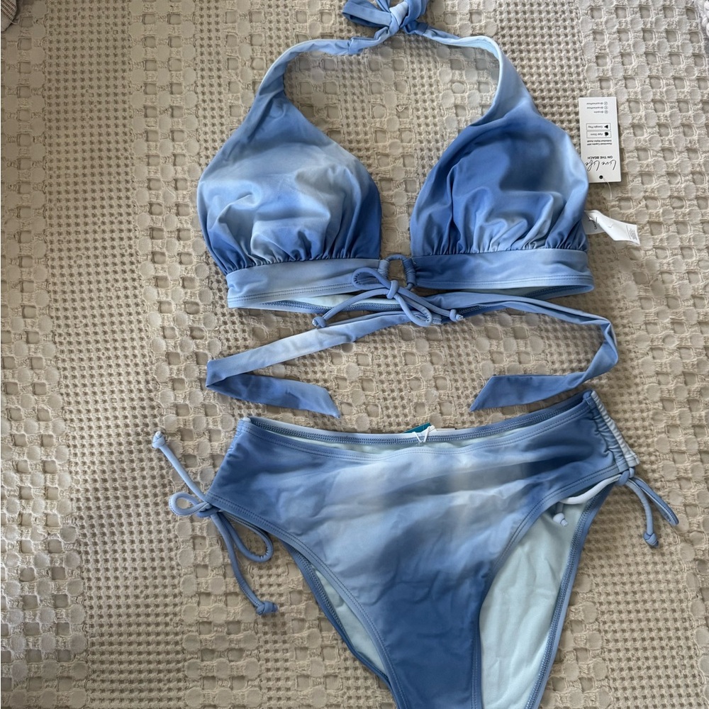 CUPSHE / Blue Tie-Dye Bikini Set - TOP L - Bottom M